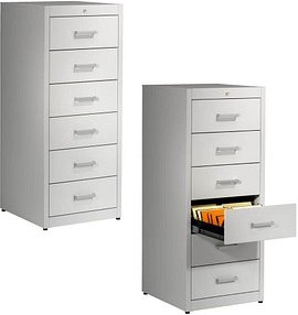 Thumbnail - mauser client entry Karteischrank lichtgrau 6 Schubladen 55,2 x 60,0 x 135,0 cm, 1 St.