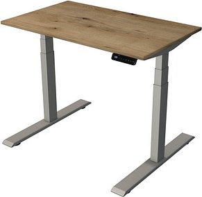 Kerkmann Smart office elektrisch höhenverstellbarer Schreibtisch eiche rechteckig, T-Fuß-Gestell silber 100,0 x 60,0 cm