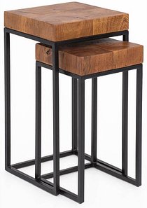 WOHNLING Beistelltische-Set Massivholz sheesham