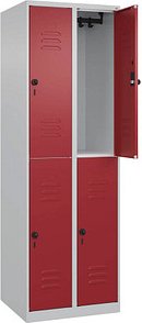CP Spind Classic Plus lichtgrau, rubinrot 080300-20 S10001, 4 Schließfächer 60,0 x 50,0 x 185,0 cm