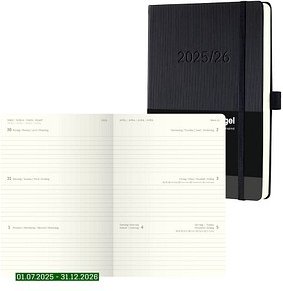 SIGEL Buchkalender Conceptum Juli 2025 - Dezember 2026 schwarz