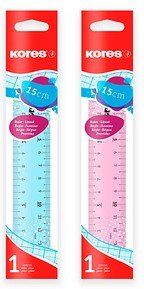 Kores® Lineal 15,0 cm, pink, blau