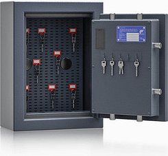 ISS safe4key Schlüsseltresor grau mit 5 + Schlüsselhaken-System Haken Elektronikschloss