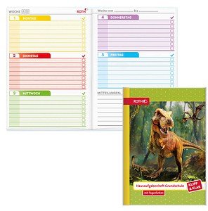 ROTH Hausaufgabenheft T-Rex Welt Klipp & Klar liniert DIN A5 ohne Rand, 96 Blatt