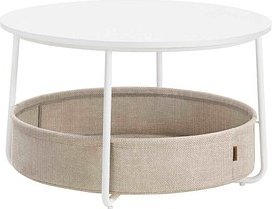 VASAGLE Couchtisch rund Spanplatte beige, weiß 75,0 x 75,0 x 45,0 cm, 1 St.