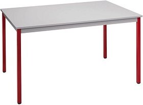 SODEMATUB Mehrzwecktisch lichtgrau, rot rechteckig, Vierkantrohr rot, 140,0 x 70,0 x 74,0 cm