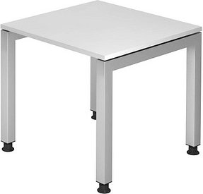 HAMMERBACHER Prokura höhenverstellbarer Schreibtisch weiß rechteckig, 4-Fuß-Gestell silber 80,0 x 80,0 cm