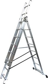 SZ Metall Vielzweckleiter silber 3x 8 Sprossen, H: 489,0 cm