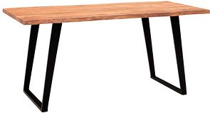 WOHNLING Esstisch akazie rechteckig, U-Fuß-Gestell schwarz, 120,0 x 60,0 x 76,0 cm