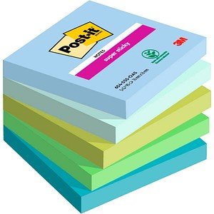 Post-it® Super Sticky Notes Oasis Collection Haftnotizen extrastark farbsortiert, 5 Blöcke