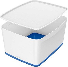 AKTION: LEITZ MyBox Aufbewahrungsbox 18,0 l perlweiß/blau 38,5 x 31,8 x 19,8 cm mit Prämie nach Registrierung