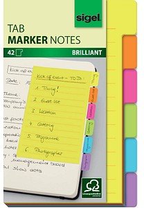 SIGEL TABS MARKER NOTES Haftnotizen farbsortiert, 42 Blatt