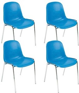 4 Nowy Styl Schalenstühle Beta H.BLAU K09 blau Kunststoff