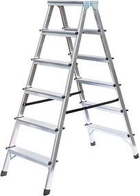 MUNK Stehleiter beidseitig 11166 silber 2x 6 Stufen, H: 129,0 cm