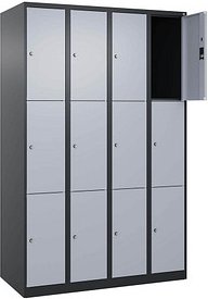 CP Schließfachschrank Classic Plus schwarzgrau, weißaluminium 080000-403 S10037, 12 Schließfächer 120,0 x 50,0 x 185,0 c...