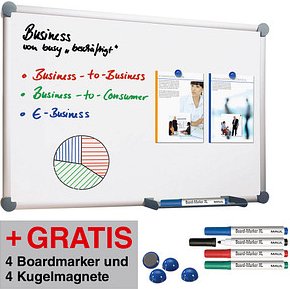 Thumbnail - AKTION: MAUL Whiteboard 2000 MAULpro 200,0 x 100,0 cm weiß emaillierter Stahl + GRATIS 4 Boardmarker farbsortiert und 4 ...