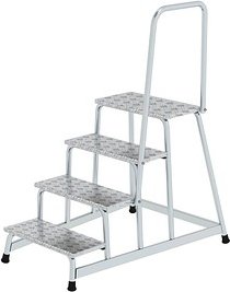 MUNK Montagetritt mit Handlauf 50044 silber 4 Stufen, H: 80,0 cm