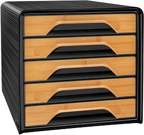 cep Schubladenbox Smoove schwarz/Bambus 1071115301, DIN A4 mit 5 Schubladen, 1 St.