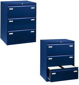 Thumbnail - BISLEY LIGHT Hängeregistraturschrank oxfordblau 3 Schubladen 80,0 x 62,2 x 101,6 cm, 1 St.