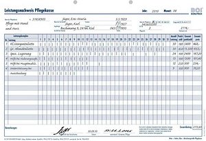 BOI Leistungsnachweis Pflegekasse ohne Leistungskomplexe Formulare, 50 St.