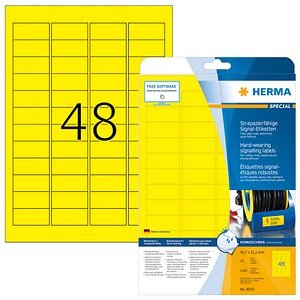 HERMA wetterfeste Folienetiketten 8030 gelb 45,7 x 21,2 mm, 25 Blatt