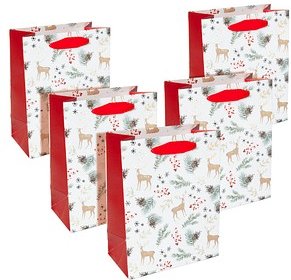 Thumbnail - 5 SIGEL Geschenktüten Christmas motifs watercolor Large rot/weiß 18,0 x 23,0 cm