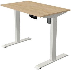 Kerkmann Move 1 elektrisch höhenverstellbarer Schreibtisch eiche hell rechteckig, T-Fuß-Gestell weiß 100,0 x 60,0 cm