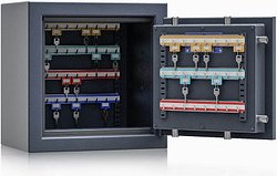 ISS safe4key Schlüsseltresor grau mit 64 Haken, Doppelbartschloss, 40,0 x 27,0 x 40,0 cm, 1 St.