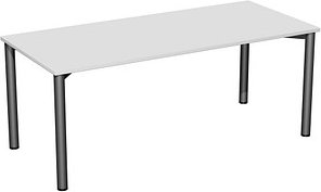 Thumbnail - geramöbel Flex Schreibtisch lichtgrau, anthrazit rechteckig, 4-Fuß-Gestell grau 180,0 x 80,0 cm