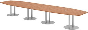 HAMMERBACHER Konferenztisch KT52S nussbaum Tonnenform, Rundrohr silber, 520,0 x 85,0 - 130,0 x 74,0 cm