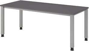 HAMMERBACHER QS19 höhenverstellbarer Schreibtisch grafit rechteckig, 4-Fuß-Gestell silber 180,0 x 80,0 cm
