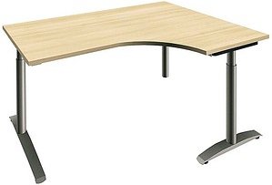 fm Sidney höhenverstellbarer Schreibtisch königsahorn Bogenform, C-Fuß-Gestell Rundrohr silber 160,0 x 80,0 cm