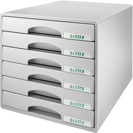 AKTION: LEITZ Schubladenbox Plus grau 52120085, DIN A4 mit 6 Schubladen, 1 St. mit Prämie nach Registrierung
