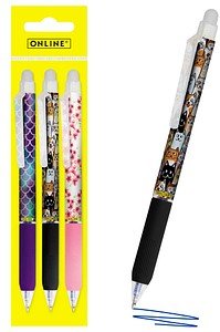 ONLINE® magiXX Design Girls Gelschreiber lila, rosa, schwarz 0,7 mm, Schreibfarbe: blau, 3 St.