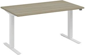 fm Move elektrisch höhenverstellbarer Schreibtisch eiche, verkehrsweiß rechteckig, T-Fuß-Gestell weiß 180,0 x 80,0 cm