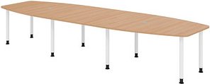 HAMMERBACHER Konferenztisch KT40C eiche Tonnenform, Rundrohr grau, 400,0 x 85,0/130,0 x 72,0 - 74,0 cm