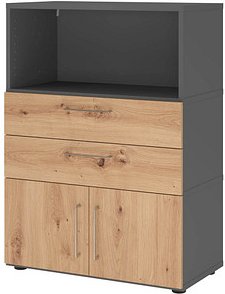 Thumbnail - HAMMERBACHER Regalschrank FlexWall, VFW38K1KG/G/R/BS grafit, asteiche 80,0 x 40,0 x 109,8 cm, 1 St.