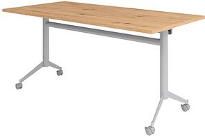 HAMMERBACHER Mehrzwecktisch KF 16 asteiche rechteckig, T-Fuß-Gestell silber, 160,0 x 80,0 x 75,0 cm