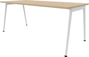 Quadrifoglio X3 Schreibtisch eiche rechteckig, 4-Fuß-Gestell weiß 180,0 x 80,0 cm