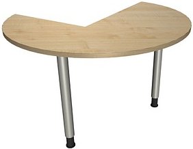 fm Konferenztisch fastline königsahorn rund, Rundrohr silber, 120,0 x 120,0 x 62,0 - 85,0 cm