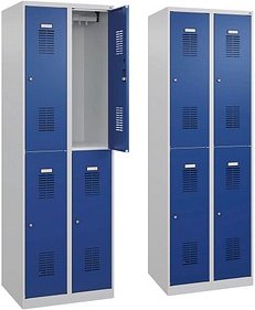 CP Spinde Basic Plus enzianblau, lichtgrau 088355-20 S10003, 4 Schließfächer 60,0 x 50,0 x 185,0 cm