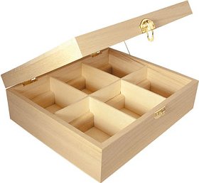 Rayher Bastelholz natur Teebox mit 6 Fächer, 1 St.