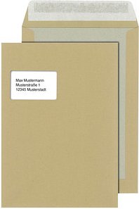 MAILmedia Papprückwandtaschen DIN C4 mit Fenster braun 100 St.