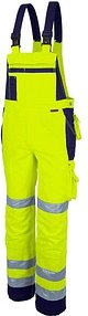Thumbnail - QUALITEX® unisex Warnschutz-Latzhose gelb, marine Größe 54