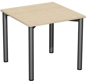 geramöbel Flex Schreibtisch ahorn, anthrazit quadratisch, 4-Fuß-Gestell grau 80,0 x 80,0 cm