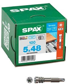Thumbnail - SPAX® Terrassenschrauben T25 Zylinderkopf A2 0557000500483 5 mm x 48 mm, 100 St.