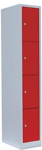 LÜLLMANN Schließfachschrank lichtgrau, feuerrot 520414, 4 Schließfächer 31,5 x 50,0 x 180,0 cm