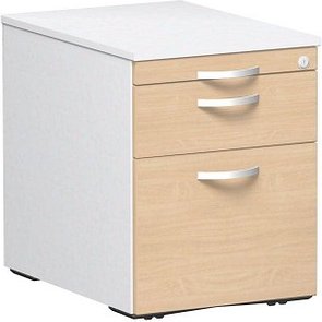 geramöbel Flex Rollcontainer weiß, buche 3 Auszüge 43,0 x 60,0 x 56,5 cm