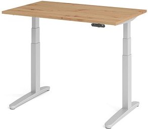 HAMMERBACHER XBHM12 elektrisch höhenverstellbarer Schreibtisch asteiche rechteckig, C-Fuß-Gestell silber 120,0 x 80,0 cm