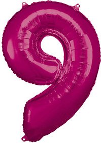 amscan® Folienballon Zahl 9 pink, 1 St.